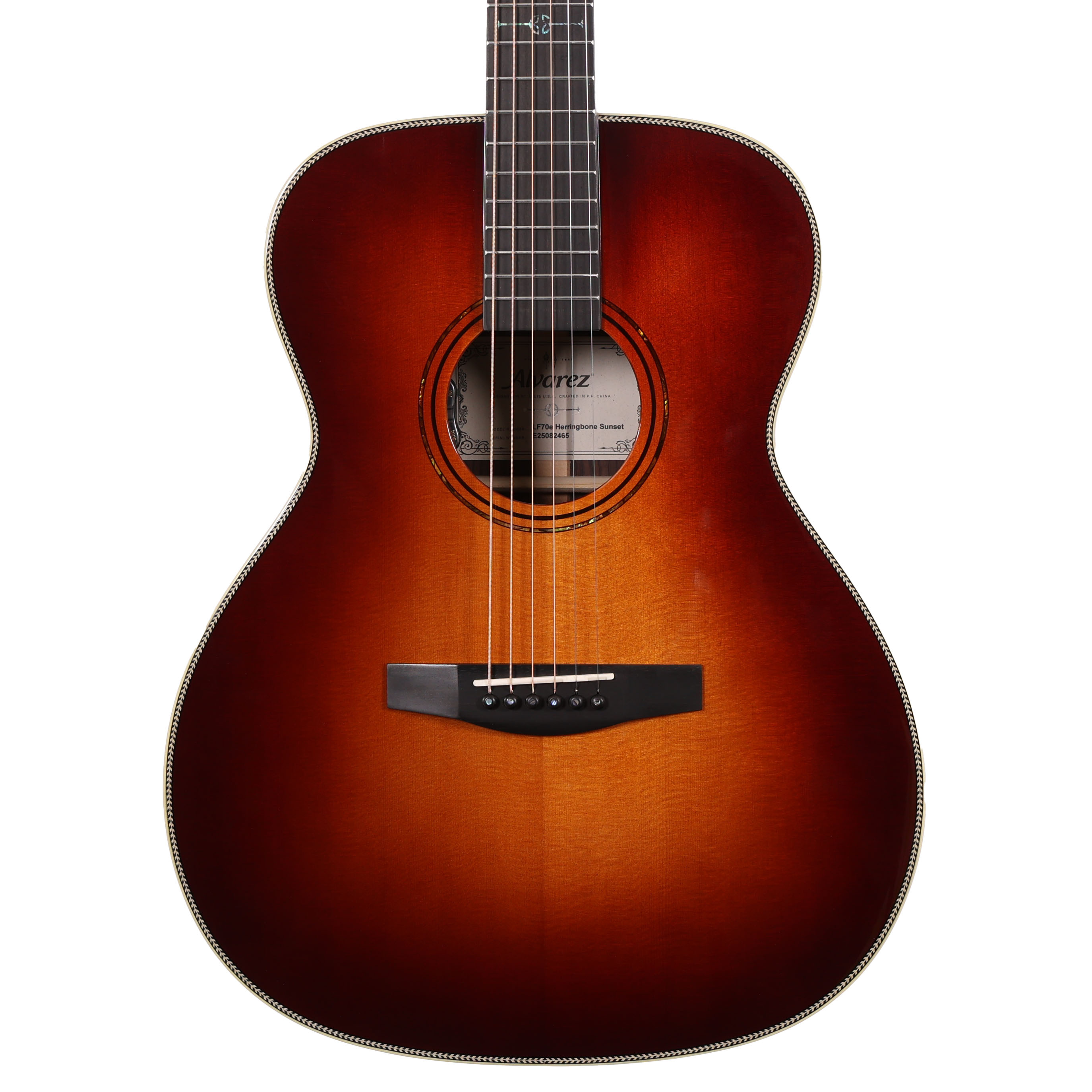 B Stock : Alvarez LF70e Laureate Folk OM Acoustic Herringbone Sunset - LR Baggs HiFi Pickup 001